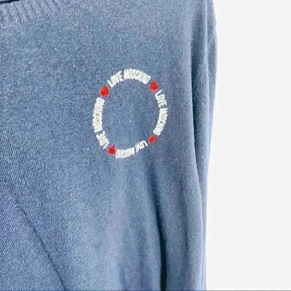 NWT Love Moschino Basic Logo Embroidered Crew Neck Sweater - Picture 4 of 10